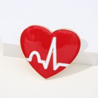 Cute Doctor Electrocardiogram Heart Shape Alloy Enamel Kid's Brooches sku image 10