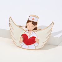 Cute Doctor Electrocardiogram Heart Shape Alloy Enamel Kid's Brooches sku image 13
