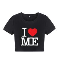 Women's T-shirt Short Sleeve T-shirts Printing Streetwear Letter Heart Shape sku image 4