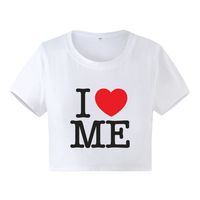 Mujeres Camiseta De Manga Corta Manga Corta Camisetas Impresión Ropa De Calle Letra Forma De Corazón sku image 3