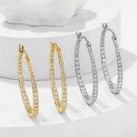 1 Pair Fashion Round Brass Inlay Zircon Hoop Earrings main image 6