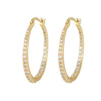 1 Pair Fashion Round Brass Inlay Zircon Hoop Earrings main image 2