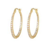 1 Pair Fashion Round Brass Inlay Zircon Hoop Earrings sku image 1