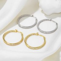 1 Pair Fashion Round Brass Inlay Zircon Hoop Earrings main image 4