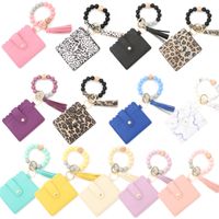 1 Piece Fashion Tassel Solid Color Leopard Pu Leather Beaded Women's Keychain sku image 14