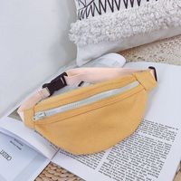 Kid'S Small Canvas Solid Color Basic Square Zipper Fanny Pack sku image 2