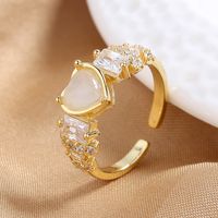 1 Piece Sweet Heart Shape Copper Inlay Artificial Gemstones Zircon Open Ring sku image 1