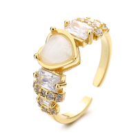 1 Piece Sweet Heart Shape Copper Inlay Artificial Gemstones Zircon Open Ring main image 3