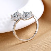 1 Piece Simple Style Heart Shape Copper Inlay Zircon Open Ring main image 5