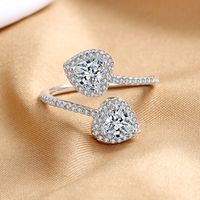 1 Piece Simple Style Heart Shape Copper Inlay Zircon Open Ring main image 3
