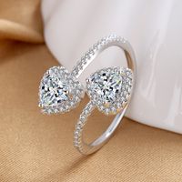 1 Piece Simple Style Heart Shape Copper Inlay Zircon Open Ring main image 1