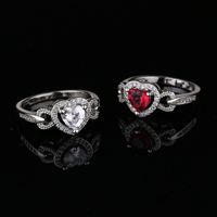 1 Piece Simple Style Heart Shape Copper Inlay Zircon Rings main image 5