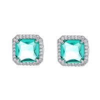 1 Pair Simple Style Square Copper Inlay Gem Earrings main image 2