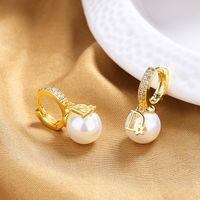 1 Pair Fashion Letter Copper Plating Artificial Pearls Rhinestones Earrings main image 1