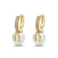 1 Pair Fashion Letter Copper Plating Artificial Pearls Rhinestones Earrings sku image 2
