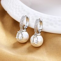 1 Pair Fashion Letter Copper Plating Artificial Pearls Rhinestones Earrings sku image 1