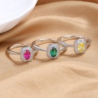 1 Piece Fashion Rectangle Copper Inlay Zircon Rings main image 1