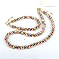 Fashion Round Copper Beaded Plating Gold Plated Women's Bracelets Necklace main image 3