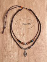 1 Stück Vintage-stil Blatt Legierung Holz Perlen Aushöhlen Männer Geschichtete Halskette main image 3