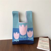 Women's Vintage Style Stripe Heart Shape Butterfly Knit Shopping Bags sku image 27