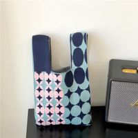 Women's Vintage Style Stripe Heart Shape Butterfly Knit Shopping Bags sku image 13