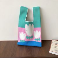 Frau Vintage-stil Streifen Herzform Schmetterling Stricken Einkaufstasche sku image 26