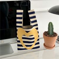 Women's Vintage Style Stripe Heart Shape Butterfly Knit Shopping Bags sku image 40