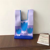 Frau Vintage-stil Streifen Herzform Schmetterling Stricken Einkaufstasche sku image 29