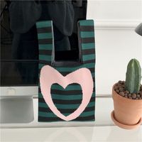Women's Vintage Style Stripe Heart Shape Butterfly Knit Shopping Bags sku image 39