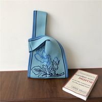 Women's Vintage Style Stripe Heart Shape Butterfly Knit Shopping Bags sku image 24