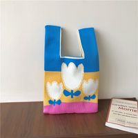 Women's Vintage Style Stripe Heart Shape Butterfly Knit Shopping Bags sku image 28