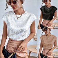 Women's Blouse Short Sleeve Blouses Jacquard Casual Leopard main image 6