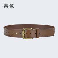 Fashion Solid Color Leather Buckle Women's Leather Belts 1 Piece sku image 1
