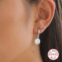 1 Pair Elegant Geometric Sterling Silver Plating Pearl Drop Earrings main image 5