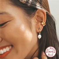 1 Pair Elegant Geometric Sterling Silver Plating Pearl Drop Earrings main image 4