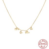 Mama Lettre Argent Sterling Placage Collier sku image 1