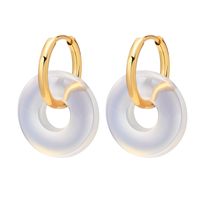 1 Pair Retro Round Stainless Steel Plating Natural Stone Earrings main image 3