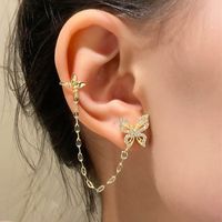 1 Pair Ins Style Fairy Style Butterfly Copper Inlay Artificial Diamond Ear Clips main image 4