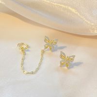 1 Paar Ins-stil Feenhafter Stil Schmetterling Kupfer Inlay Künstlicher Diamant Ohrclips main image 1