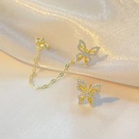 1 Paar Ins-stil Feenhafter Stil Schmetterling Kupfer Inlay Künstlicher Diamant Ohrclips main image 3