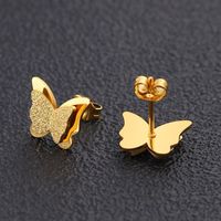 1 Pair Retro Butterfly Titanium Steel Plating Hollow Out Ear Studs sku image 7