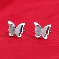 1 Pair Retro Butterfly Titanium Steel Plating Hollow Out Ear Studs sku image 6