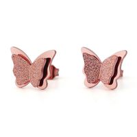 1 Pair Retro Butterfly Titanium Steel Plating Hollow Out Ear Studs sku image 5