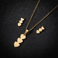 1 Set Fashion Heart Shape Stainless Steel Titanium Steel Plating Earrings Necklace main image 6