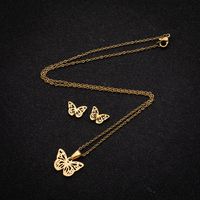 1 Set Fashion Butterfly Stainless Steel Plating Earrings Necklace main image 3