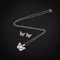 1 Set Fashion Butterfly Stainless Steel Plating Earrings Necklace main image 4