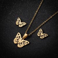 1 Set Fashion Butterfly Stainless Steel Plating Earrings Necklace main image 1