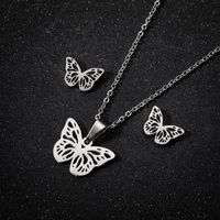1 Set Fashion Butterfly Stainless Steel Plating Earrings Necklace main image 6