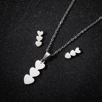 1 Set Fashion Heart Shape Stainless Steel Titanium Steel Plating Earrings Necklace main image 4