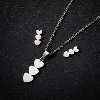 1 Set Fashion Heart Shape Stainless Steel Titanium Steel Plating Earrings Necklace sku image 4